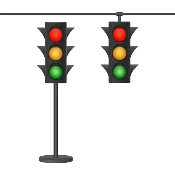 Verkeerslichten geïsoleerd op witte achtergrond. Voorraadillustratie van vectoren. — Stockvector