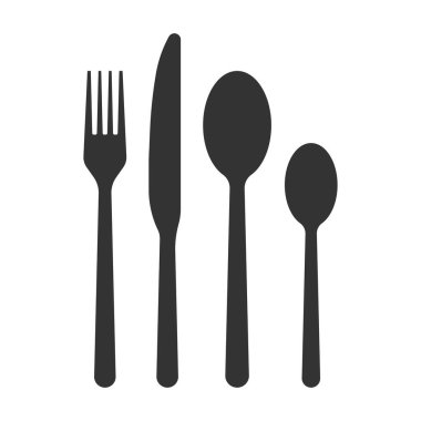 Çatal çatal bıçak vektör ikonu, restoran sembolü. Vektör stok illüstrasyonu.