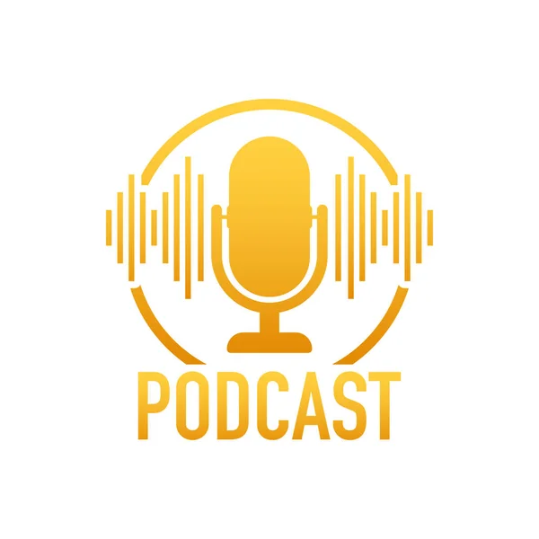 Podcast. Badge, icoon, stempel, logo. Voorraadillustratie van vectoren. — Stockvector