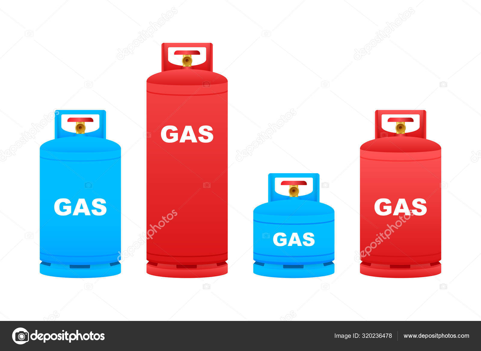 Gas cylinder vector tank. Lpg propane bottle icon container. Oxygen gas
