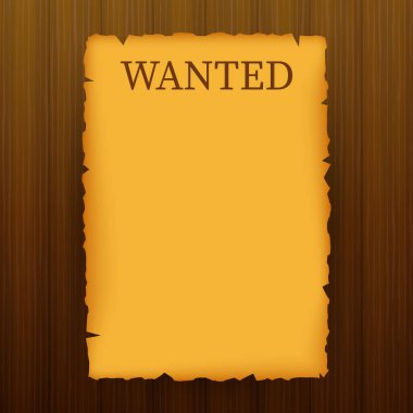 Aranıyor, ölü ya da diri. Vahşi batı, grunge, ahşap tahtaların üzerinde eski poster. Vektör stok illüstrasyonu