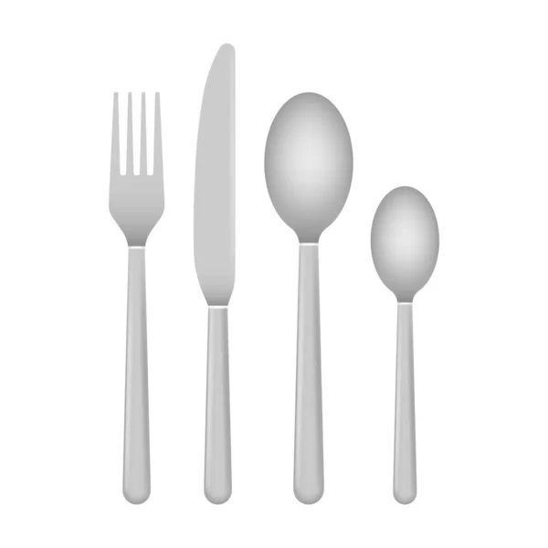 Kés és villa. Evőeszközök, edények, kávéskanál, kanál. Vektorállomány illusztrációja. — Stock Vector