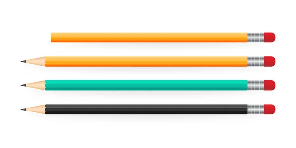 Bleistift in einem realistischen Stil für verschiedene Websites. Vektoraktiendarstellung. — Stockvektor