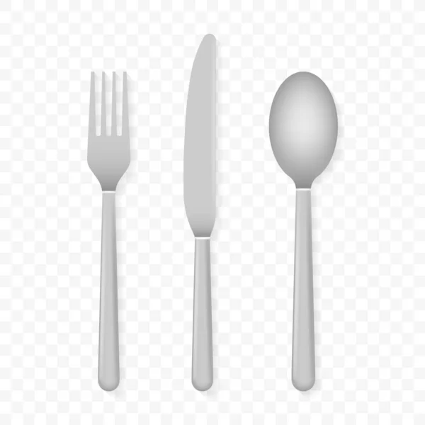 Knife and fork. Cutlery, dishes, coffee spoon, spoon. Vector stock illustration. — Stock Vector