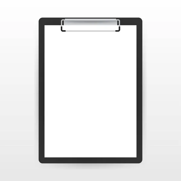 Zwart klembord met blanco wit blad. Voorraadillustratie van vectoren. — Stockvector