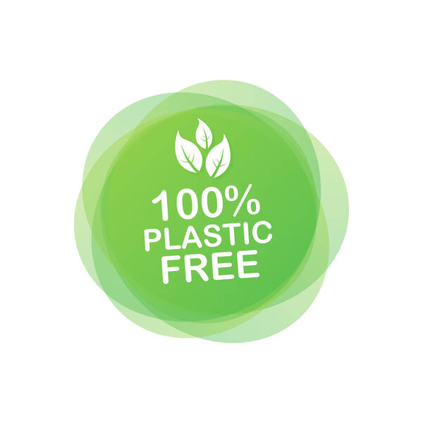 Plastic free green icon badge. Bpa plastic free chemical mark. Vector stock illustration.