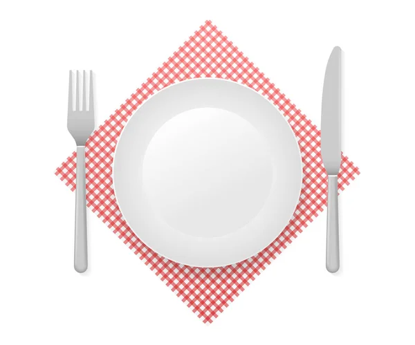 Dinner plate, knife and fork. Vector stock illustration. — Stock Vector