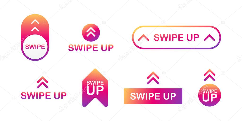Swipe up icon set isolated on background for stories design. Vector stock illustration