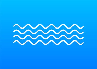 Mavi arkaplanda beyaz renkli dalga simgesi.