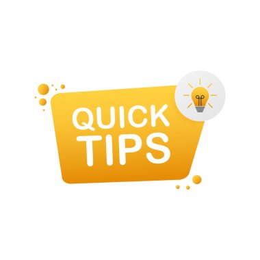 Quick tips badge with speech bubble for text. Vector stock illustration. clipart