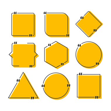 Tırnak çerçevelerini ayarla. Yazdırma bilgisi tasarım alıntılarıyla boş bir şablon. Vektör stok illüstrasyonu.