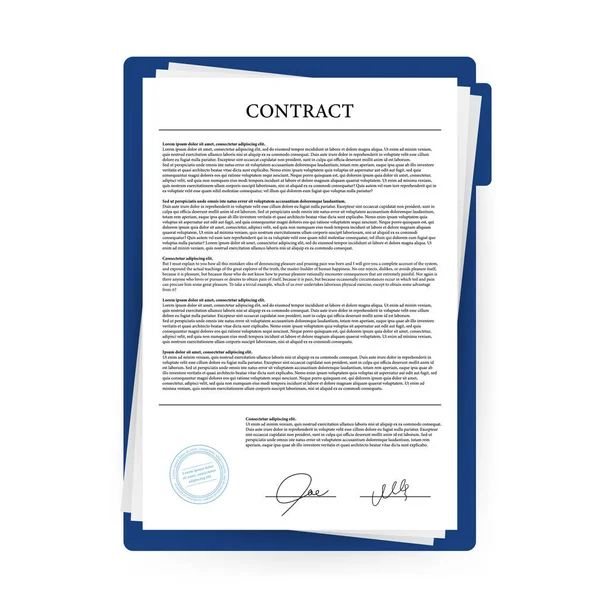 Contract agreement paper blank with seal. Vector illustration. — Stock Vector