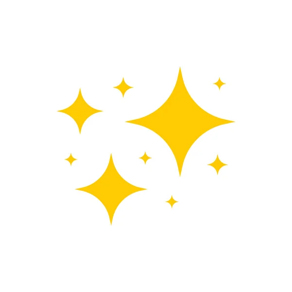 Amarillo chispas símbolos vector. El conjunto de estrellas vectoriales originales brillan icono. Fuegos artificiales brillantes, decoración brillante, destello brillante. ilustración vectorial . — Vector de stock