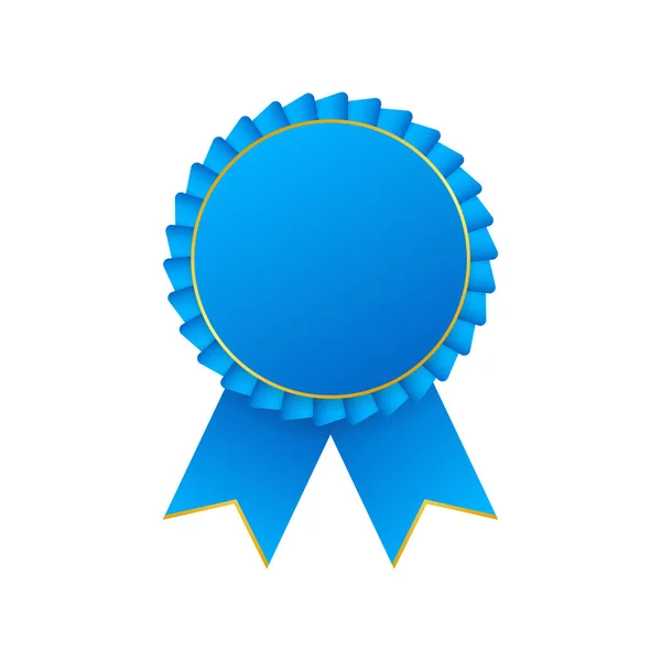Синя нагорода розетка зі стрічкою. Векторна стокова ілюстрація . — стоковий вектор