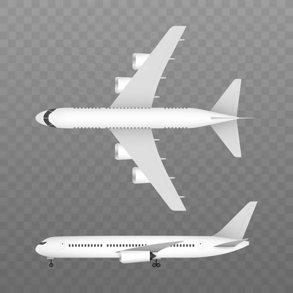 Wit vliegtuig op een witte achtergrond in profiel, geïsoleerd. Voorraadillustratie van vectoren — Stockvector