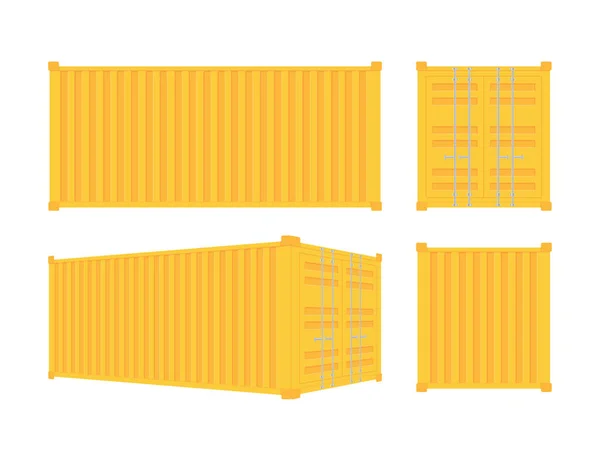 Sárga Szállítmányozási Rakomány konténer 20 és 40 láb. logisztikáért és szállításért. Vektorállomány Illusztráció. — Stock Vector