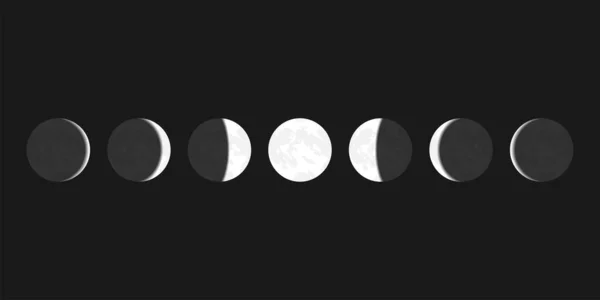 Moon phases astronomy icon set. Vector stock illustration. — Stock Vector