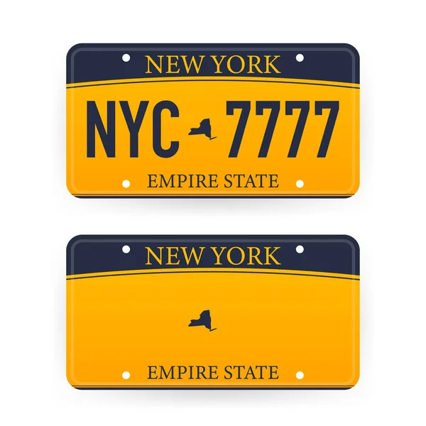 ニューヨーク登録プレートナンバー車の車両登録。ベクターイラスト — ストックベクタ