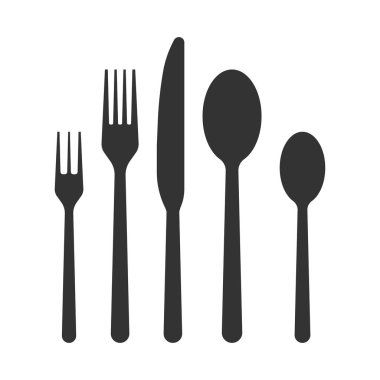 Çatal çatal bıçak vektör ikonu, restoran sembolü. Vektör stok illüstrasyonu.