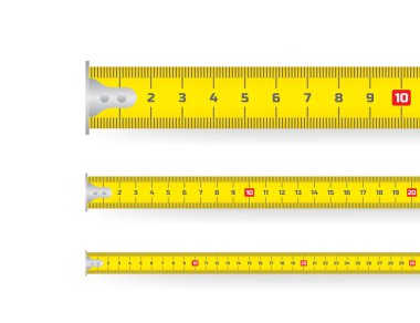 Yellow measure tape. Ruler. An instrument for measuring length. Vector stock illustration clipart