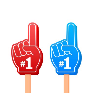Parmakları havada vantilatör logosu. 1 numarayı kaldır. Vektör stok illüstrasyonu.