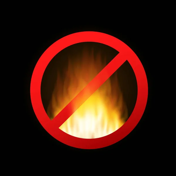 Niente fuoco. Nessun segno di fiamma aperta su sfondo nero . — Vettoriale Stock