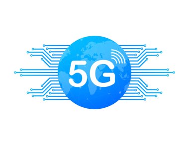 5g ağ teknolojisi. Kablosuz mobil telekomünikasyon hizmet anlayışı. Pazarlama Web sitesi açılış şablonu. Hisse senedi vektör çizim.