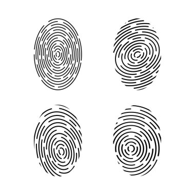 Parmak izi ikonu. Siber güvenlik kavramı. Dijital güvenlik doğrulama konsepti. Vektör stok illüstrasyonu.