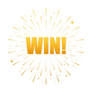 Havai fişeklerle kazanma işareti, Sunburst. Beyaz arka planda. Vektör stok illüstrasyonu.