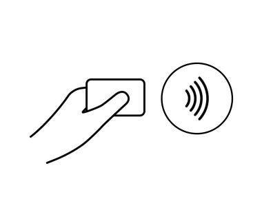 Bağlantısız kablosuz ödeme işareti logosu. NFC teknolojisi. Vektör stok illüstrasyonu.