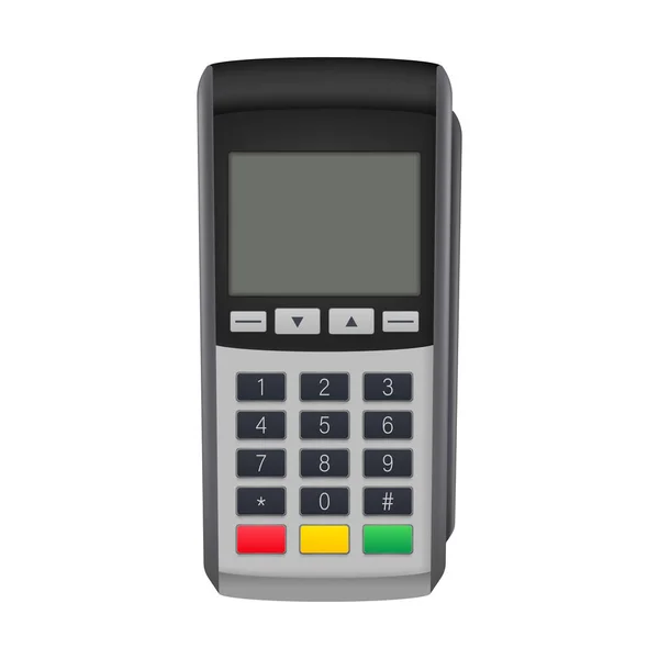 Payment terminal mockup. Pos terminal with blank screen. Cash register. Vector stock illustration — Stock Vector