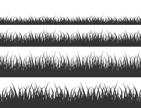 緑の草の牧草地の境界線ベクトルパターン。草の背景ベクトルイラスト — ストックベクタ