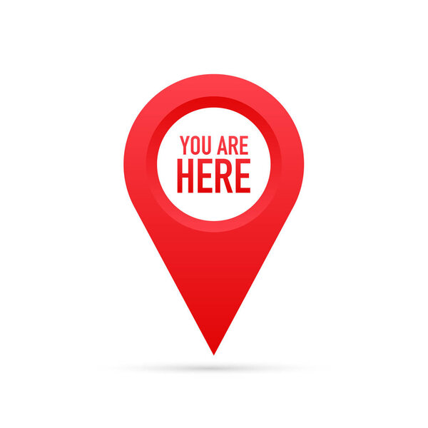 Red You are Here Location Pointer Pin. Векторная иллюстрация
.