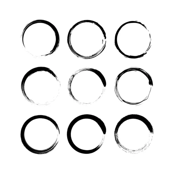 Набір чорного гранжевого кругового пензлика. Векторна стокова ілюстрація . — стоковий вектор