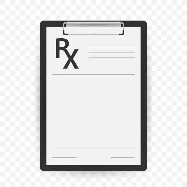 Formulário de prescrição Rx em branco isolado sobre fundo branco. Ilustração do estoque vetorial . — Vetor de Stock
