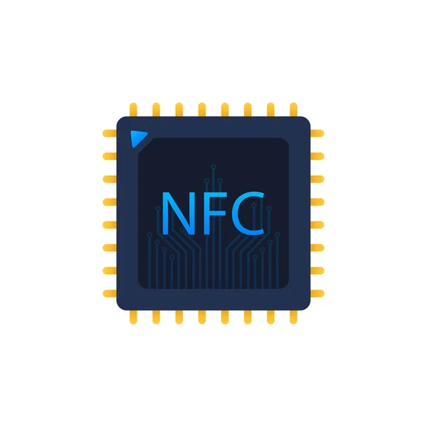 Εικονίδιο επεξεργαστή Nfc. Τσιπ NFC. Επικοινωνία κοντά στο πεδίο. Εικονογράφηση διανύσματος. — Διανυσματικό Αρχείο