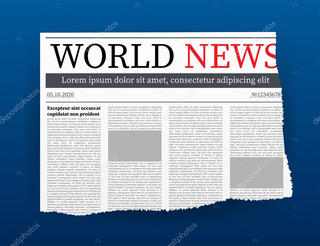 Vector mock up of a blank daily newspaper. Fully editable whole newspaper in clipping mask. Vector illustration