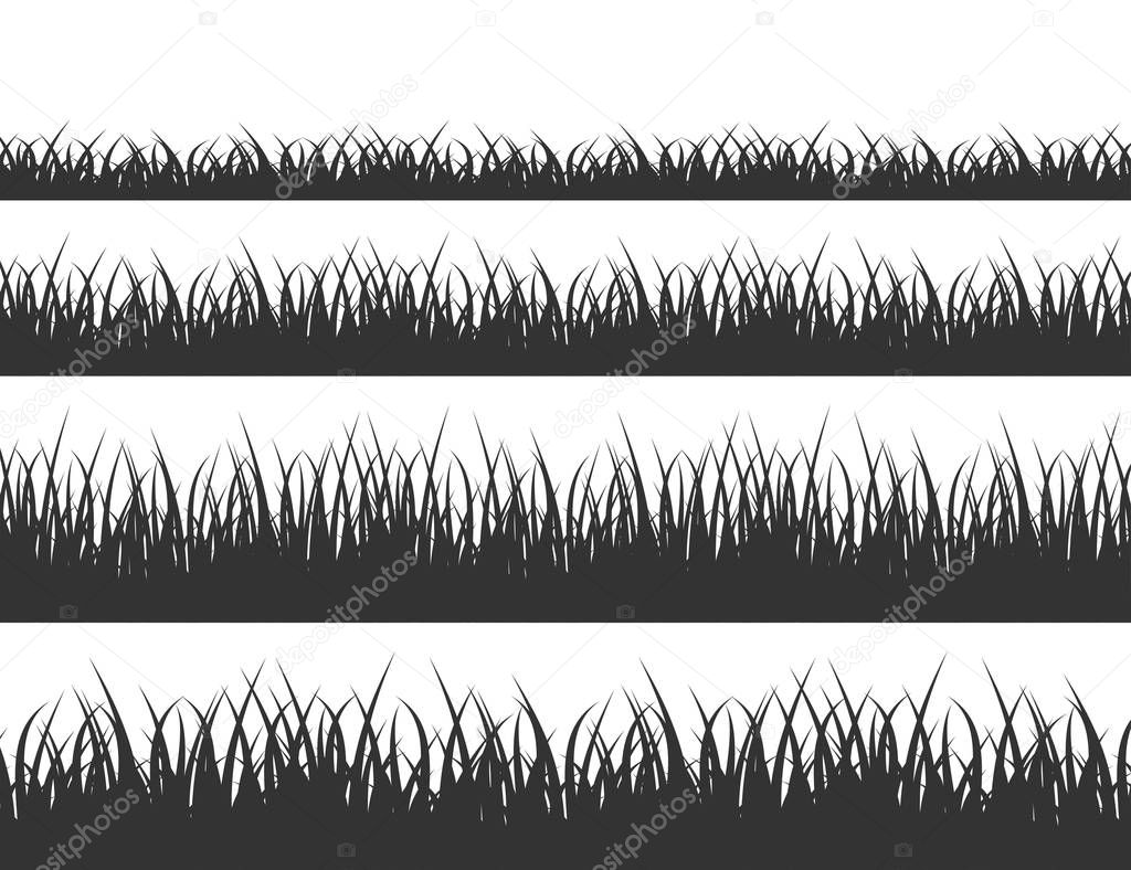 Green grass meadow border vector pattern. Grass background Vector Illustration