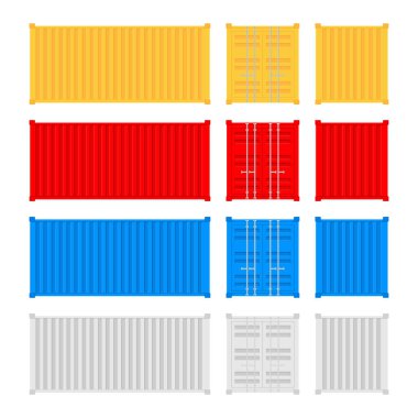 Set Shipping Cargo Container Twenty and Forty feet. for Logistics and Transportation. Vector stock Illustration. clipart