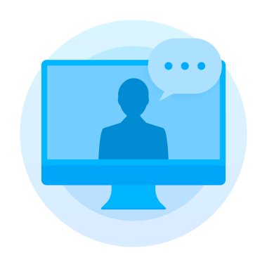 Çevrimiçi eğitim, video görüşmesi, öğrenme dersleri, internet kursları. Vektör stok illüstrasyonu.