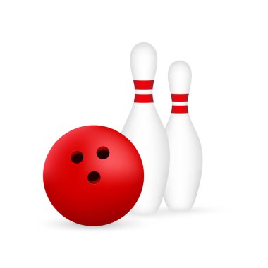 Bowling posteri. Bowling oyunu eğlence konsepti. Vektör stok illüstrasyonu.