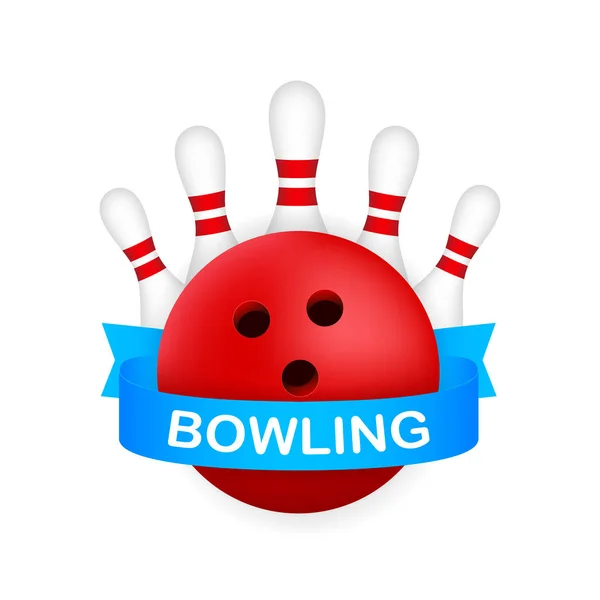 Affiche de bowling. Jeu de bowling concept de loisirs. Illustration vectorielle . — Image vectorielle