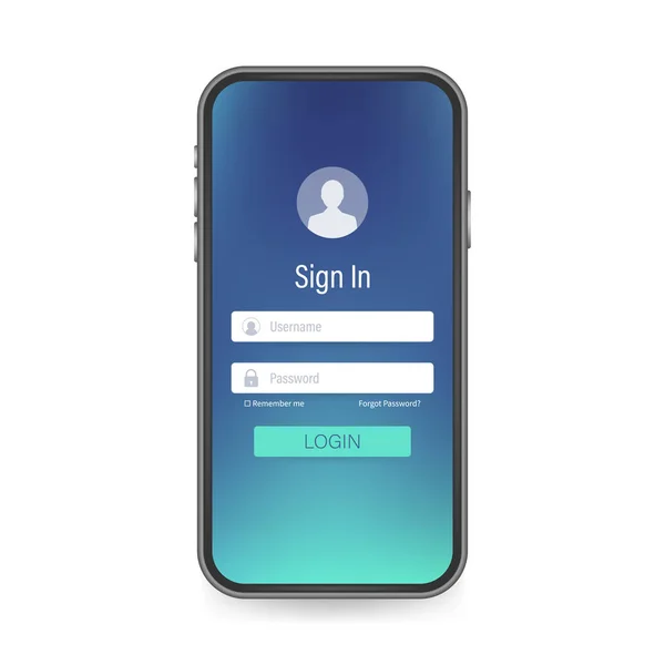 Clean Mobile UI Design Concept. Anmeldung mit Passwort-Formular-Fenster. Vektoraktiendarstellung. — Stockvektor