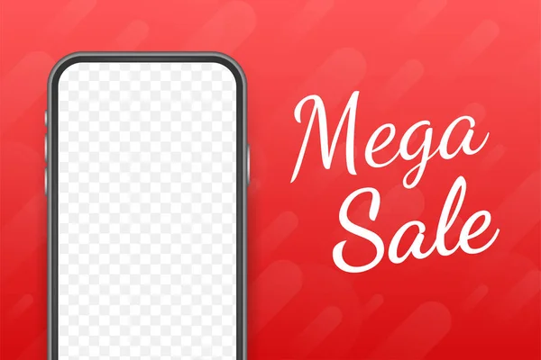 Verkaufsangebot Konzept für mobile. Mega-Verkauf auf dem Handy für Online-Marketing mit Messenger. moderne flache Vektorillustration. — Stockvektor