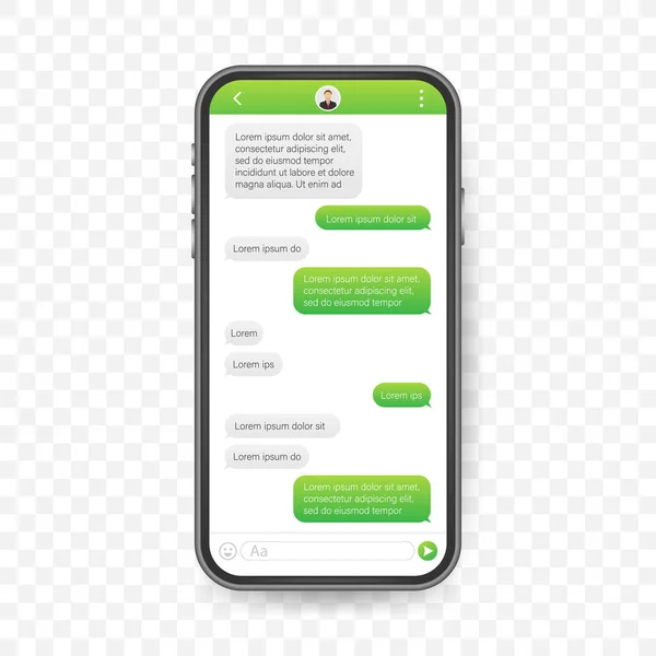 Chattgränssnitt Applikation med dialogruta. Rent mobil UI Design Concept. Sms Messenger. Illustration av vektorbeståndet. — Stock vektor