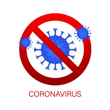 Koronavirüsü imzalayın. Coronavirus tehlikesi ve halk sağlığı risk hastalığı ve grip salgını. Vektör stok illüstrasyonu.