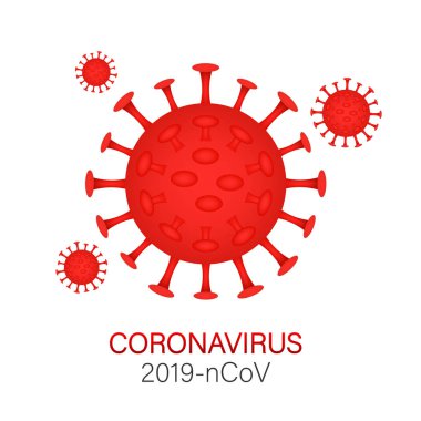 Koronavirüsü imzalayın. Coronavirus tehlikesi ve halk sağlığı risk hastalığı ve grip salgını. Vektör stok illüstrasyonu.