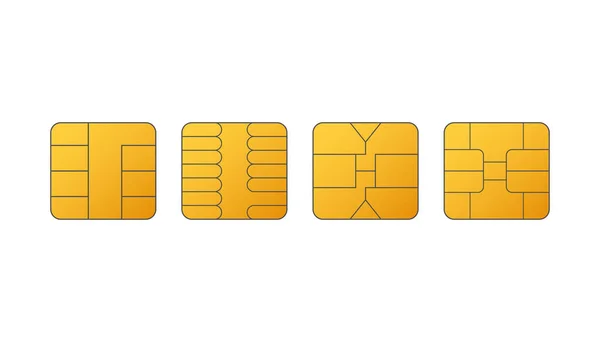 Conjunto de chips de tarjeta SIM de teléfono celular móvil aislado en fondo blanco. Ilustración de stock vectorial . — Archivo Imágenes Vectoriales