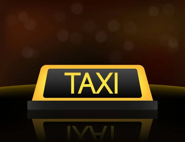 Señal amarilla del techo del taxi por la noche. Ilustración de stock vectorial . — Archivo Imágenes Vectoriales