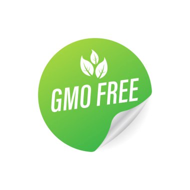 Yeşil renkli GMO ücretsiz Amblemler, rozet, logo, simge. Vektör Stok illüstrasyon